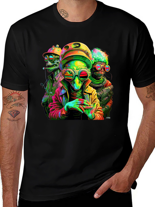 Psychedelic Alien Crew Black T-Shirt
