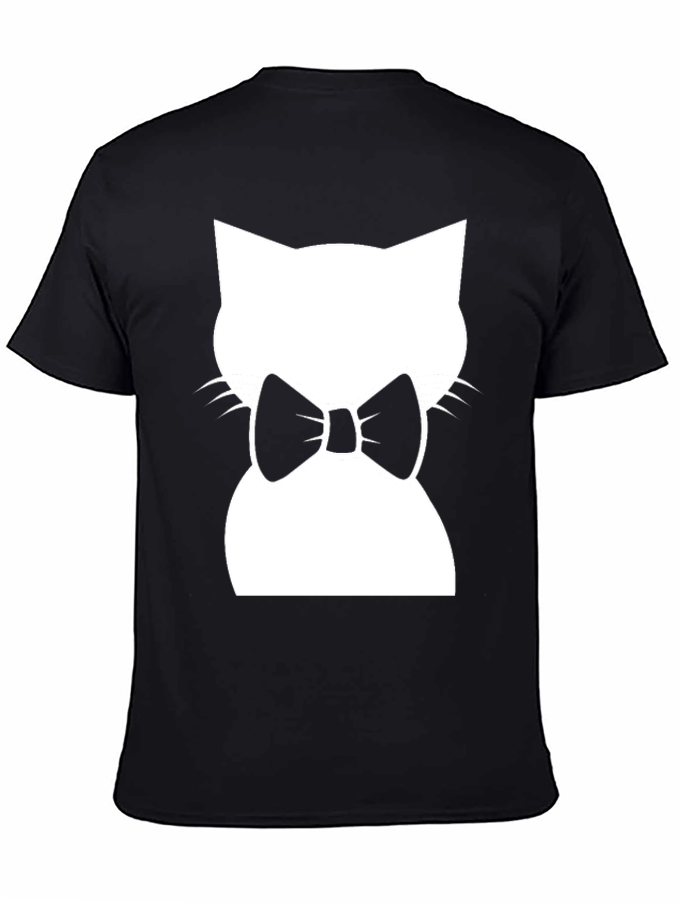 Cat with Bow Tie Black T-Shirt