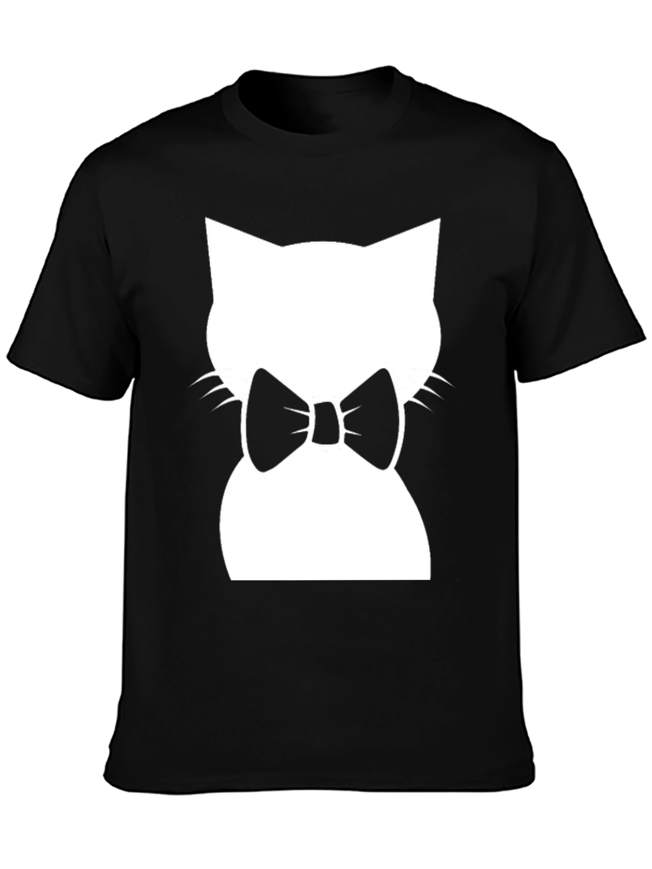 Cat with Bow Tie Black T-Shirt