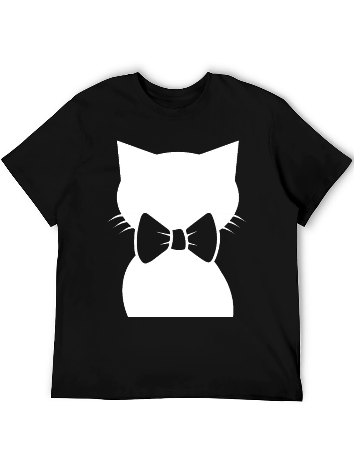 Cat with Bow Tie Black T-Shirt