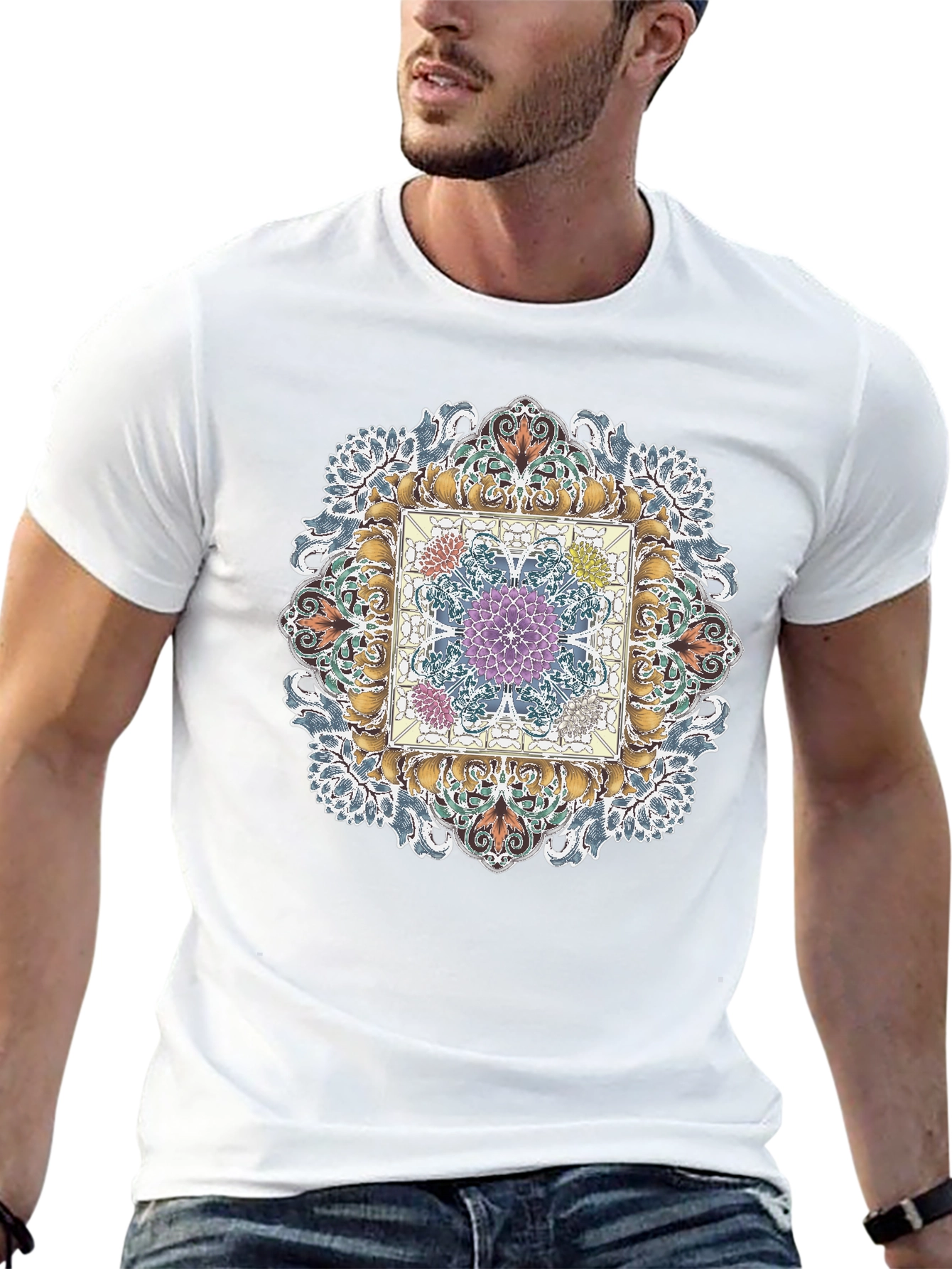 Geometric Mandala Black T-Shirt