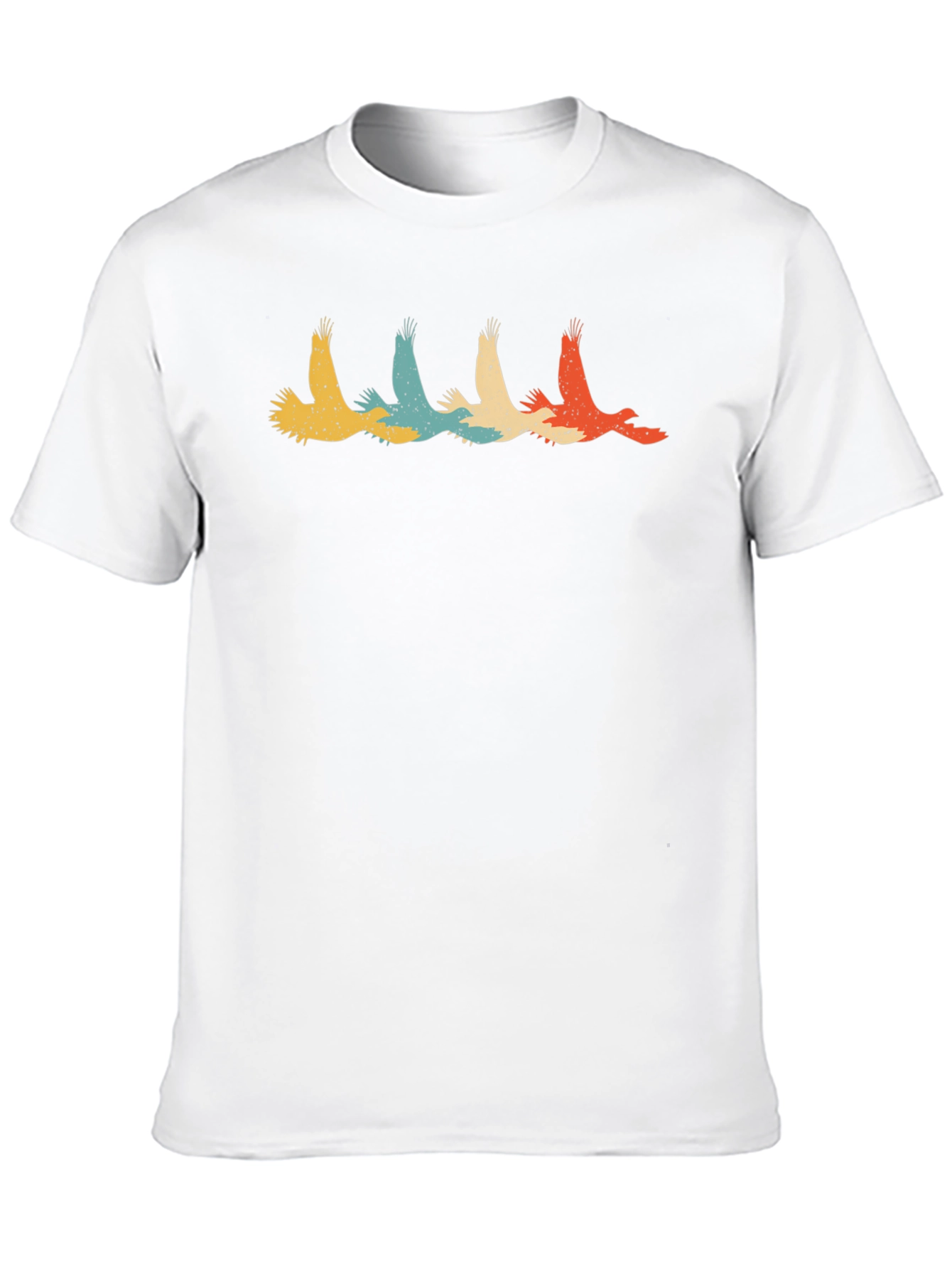 Retro Flying Bird Graphic Black T-Shirt
