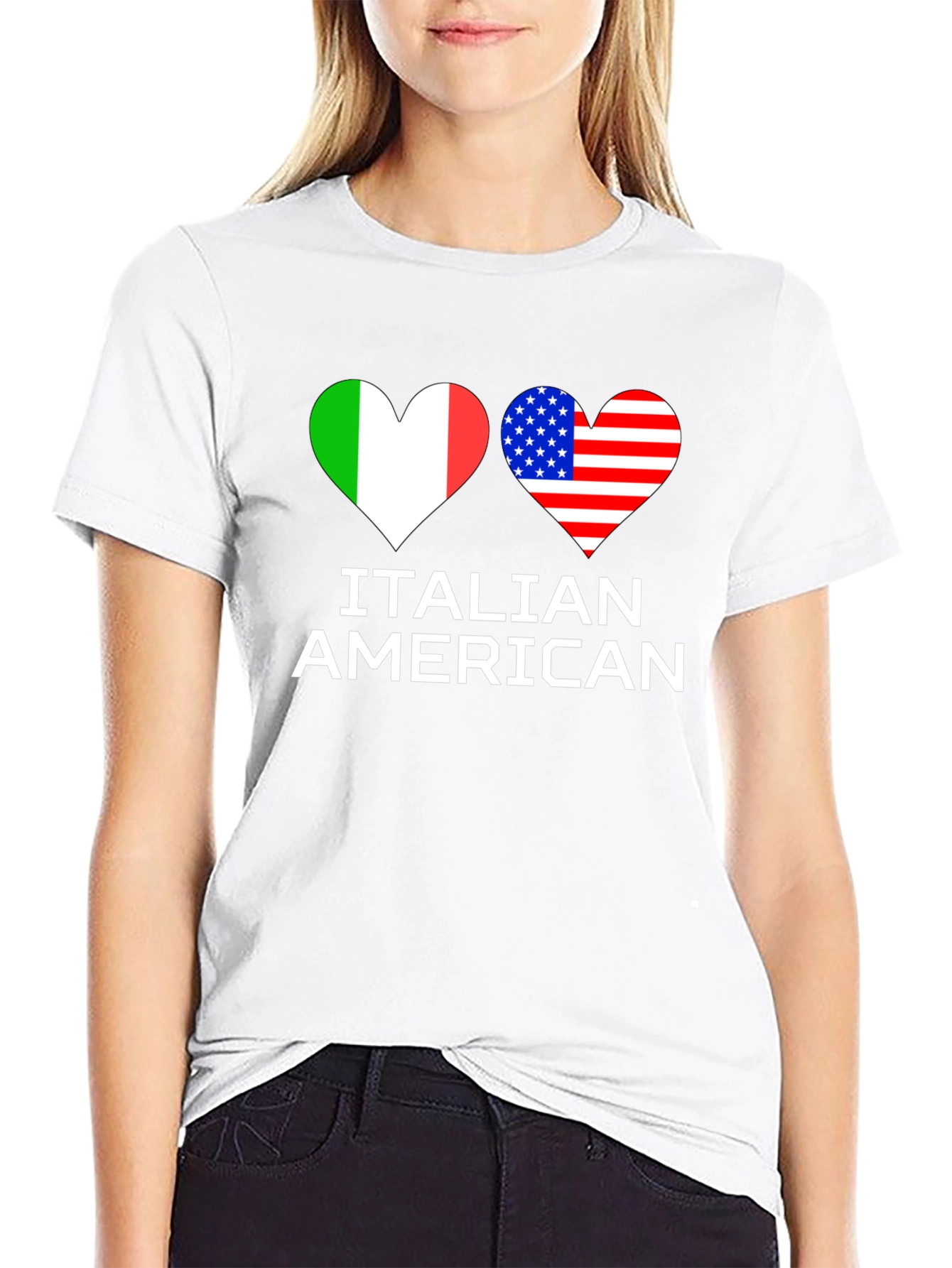 Italian American Flag Heart T-Shirt