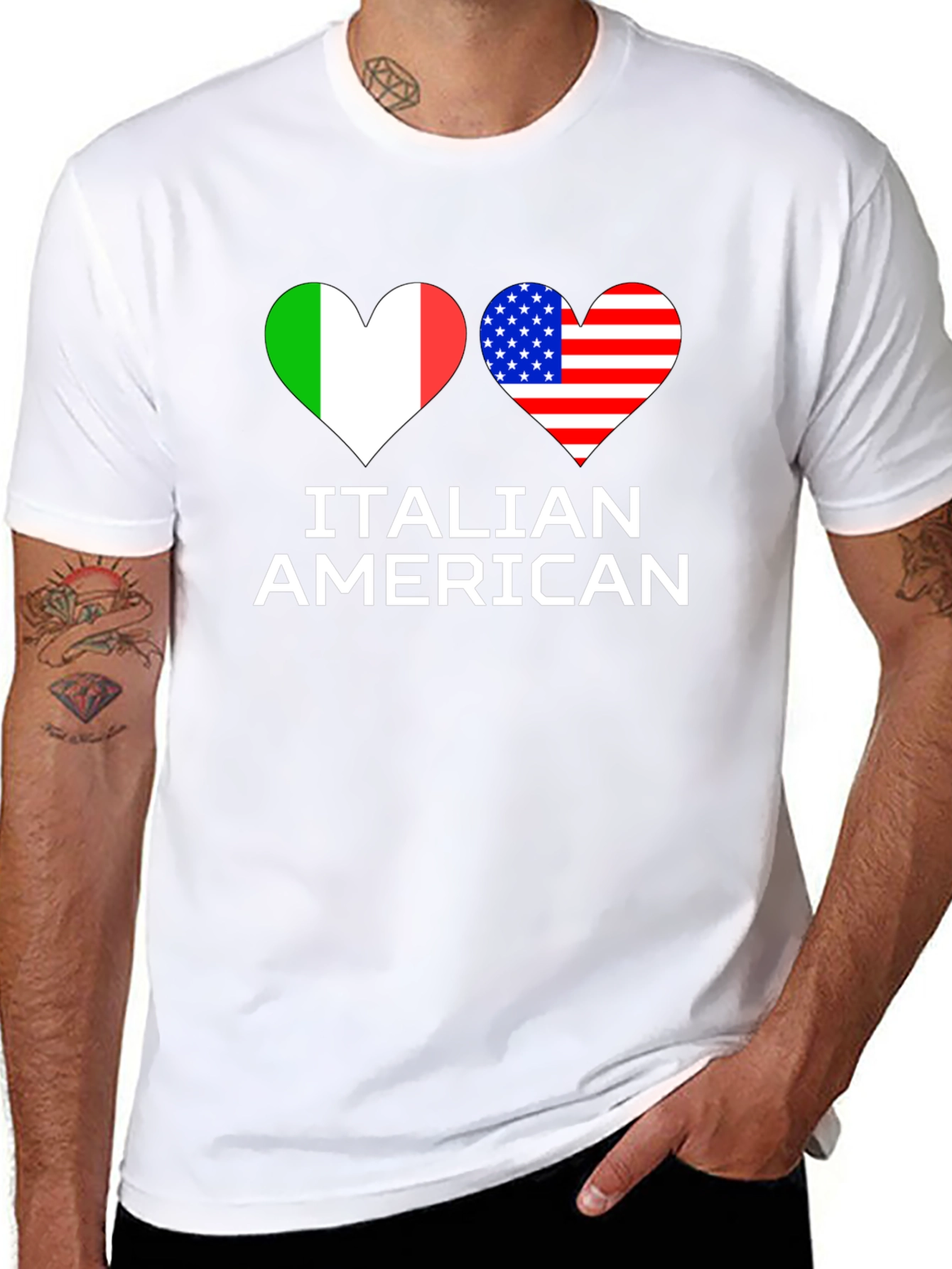 Italian American Flag Heart T-Shirt