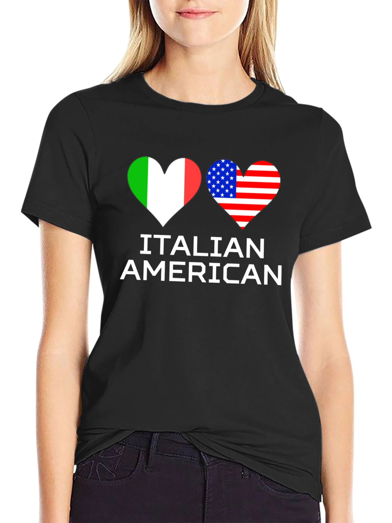 Italian American Flag Heart T-Shirt