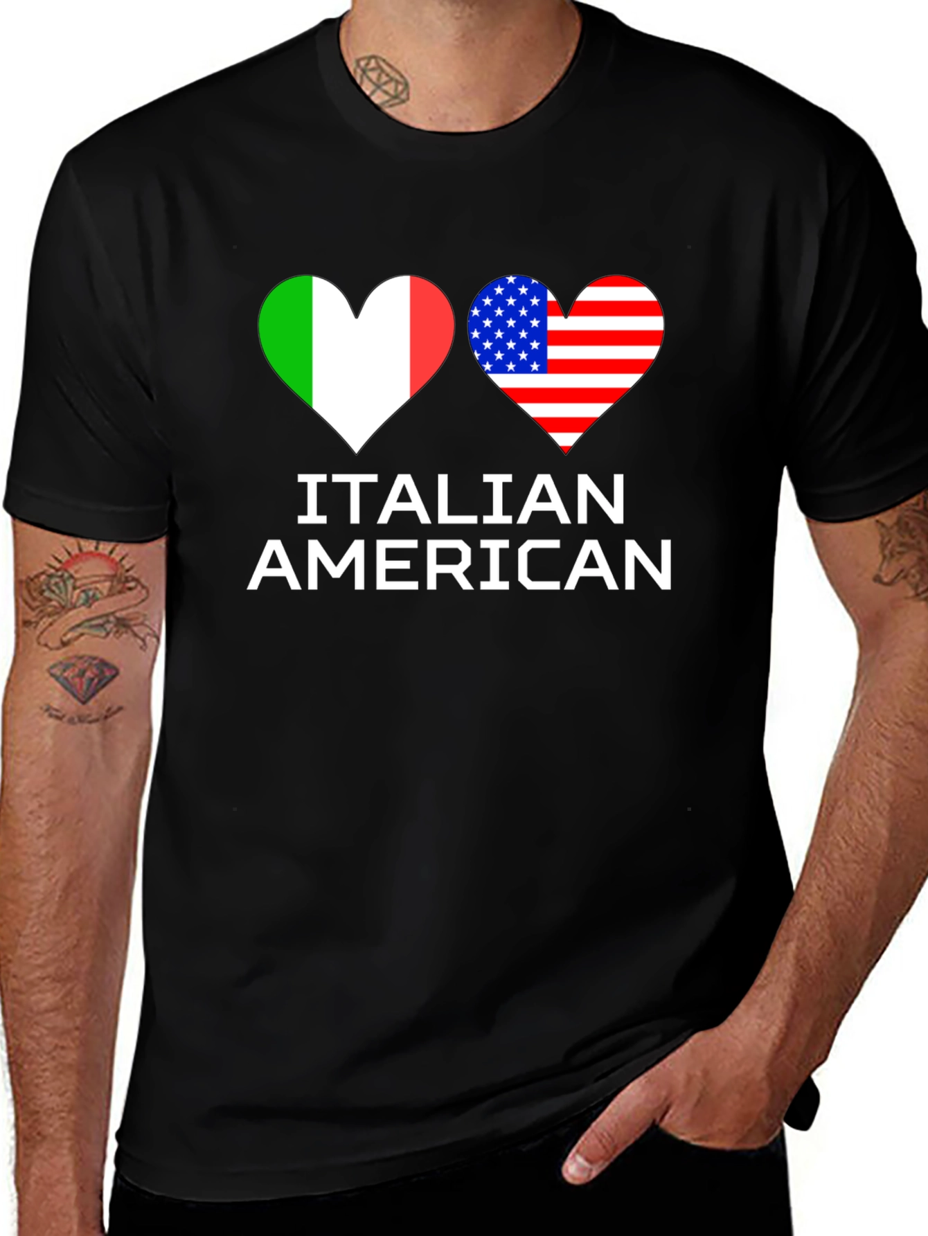 Italian American Flag Heart T-Shirt