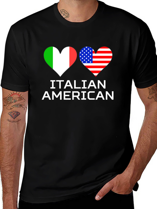 Italian American Flag Heart T-Shirt