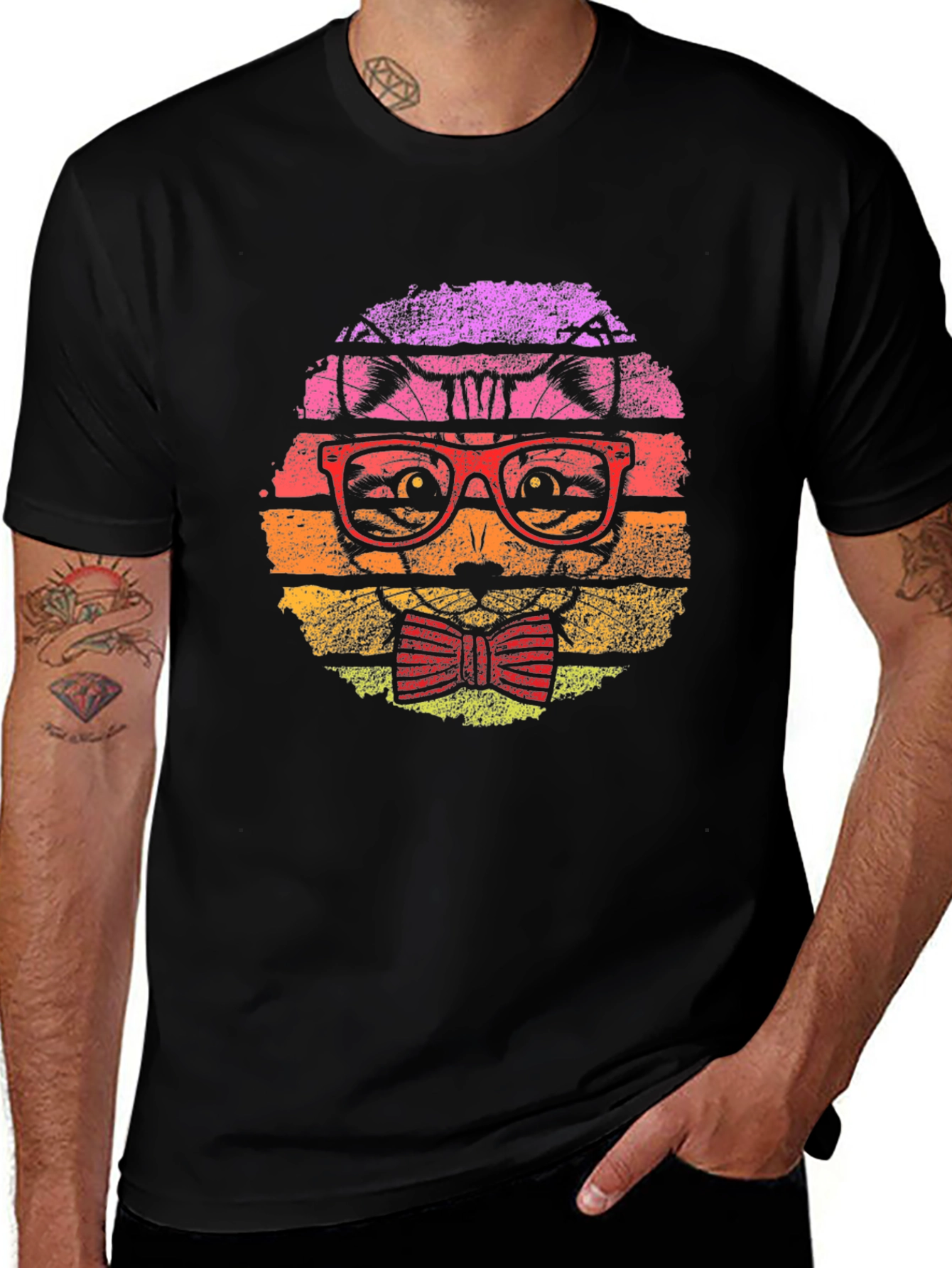 Retro Cat T-Shirt: Hipster Style for Cat Lovers