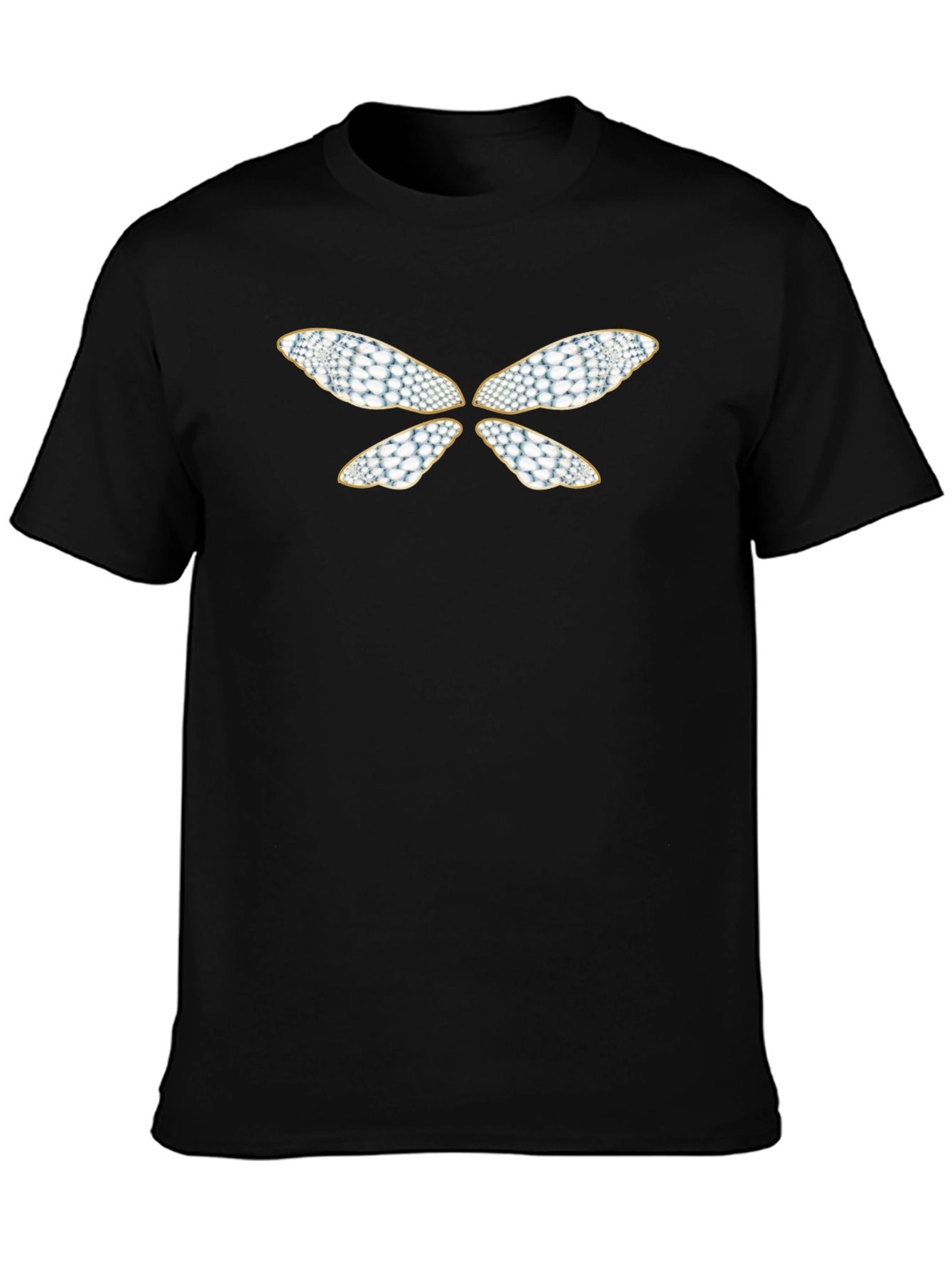 Butterfly Wings Design Black T-Shirt