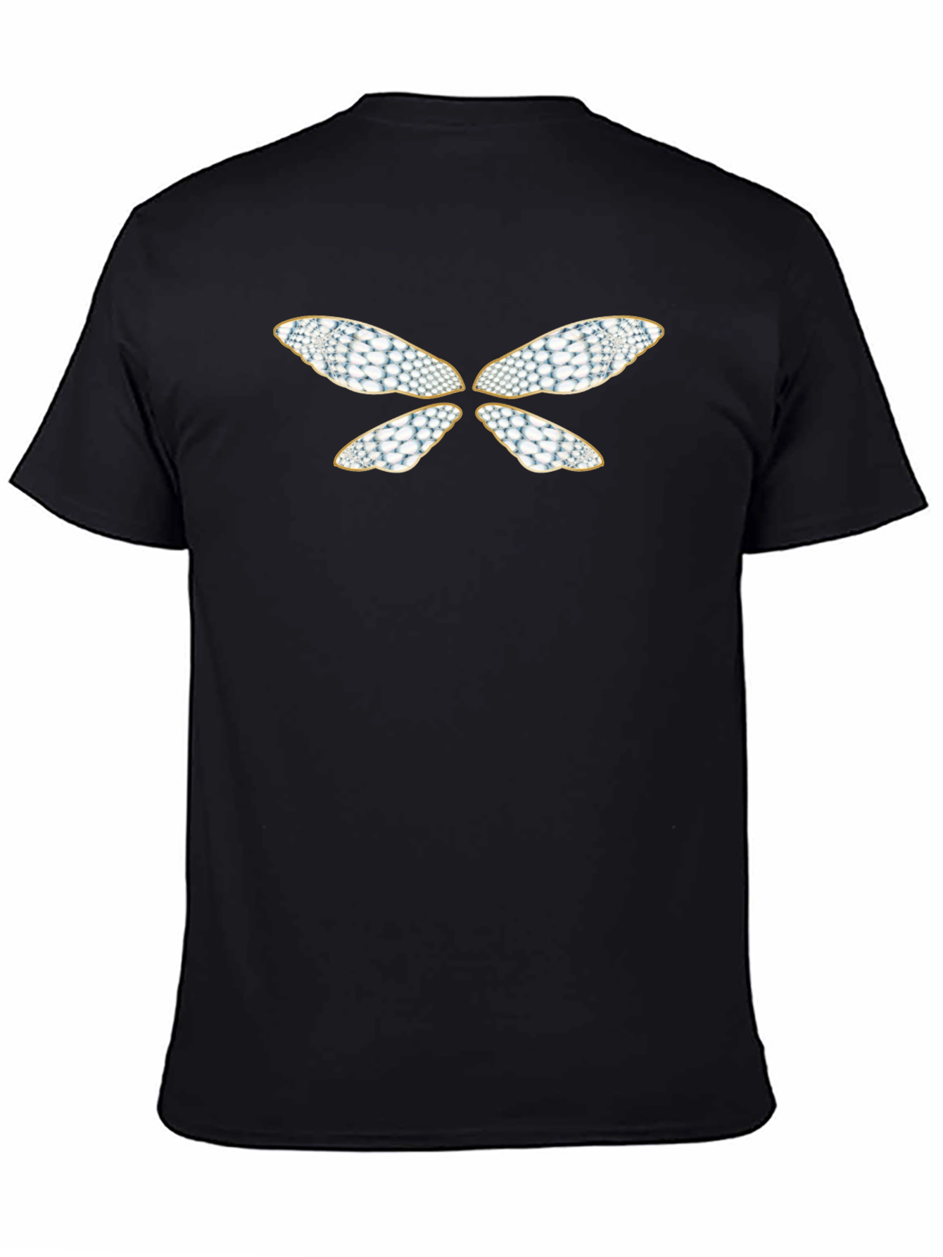 Butterfly Wings Design Black T-Shirt
