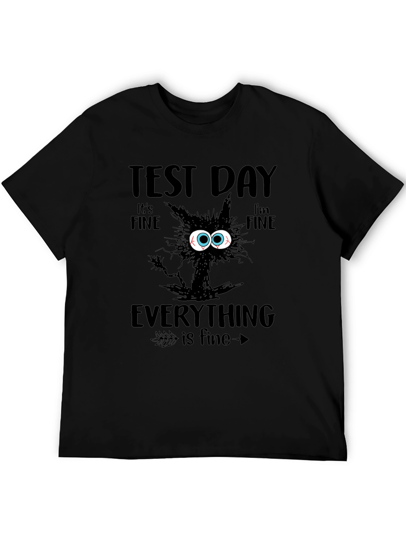 Test Day Its Fine Cat Graphic T-Shirt