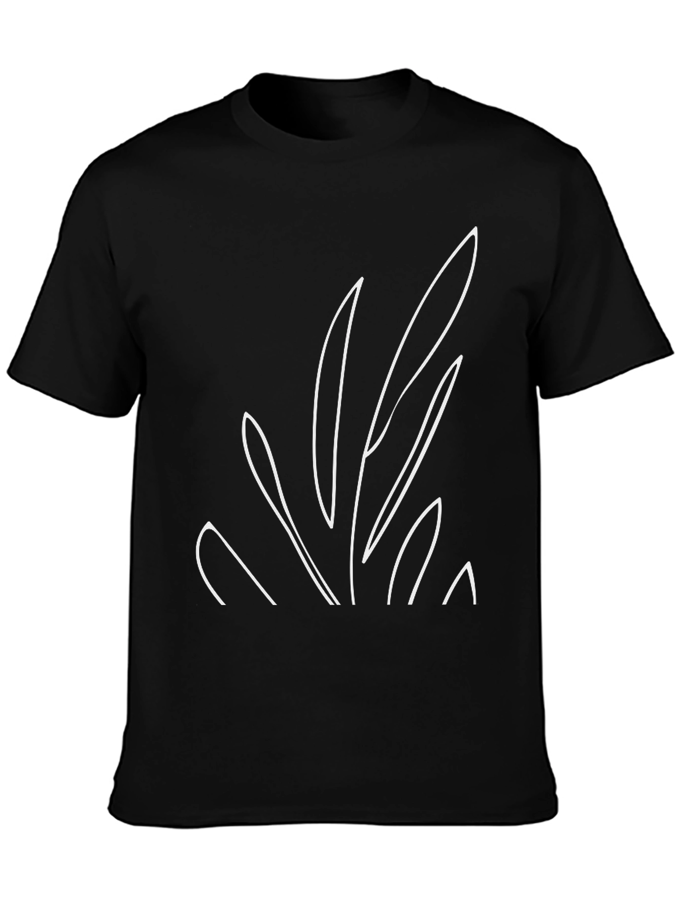 Minimalist Leaf Design Black T-Shirt