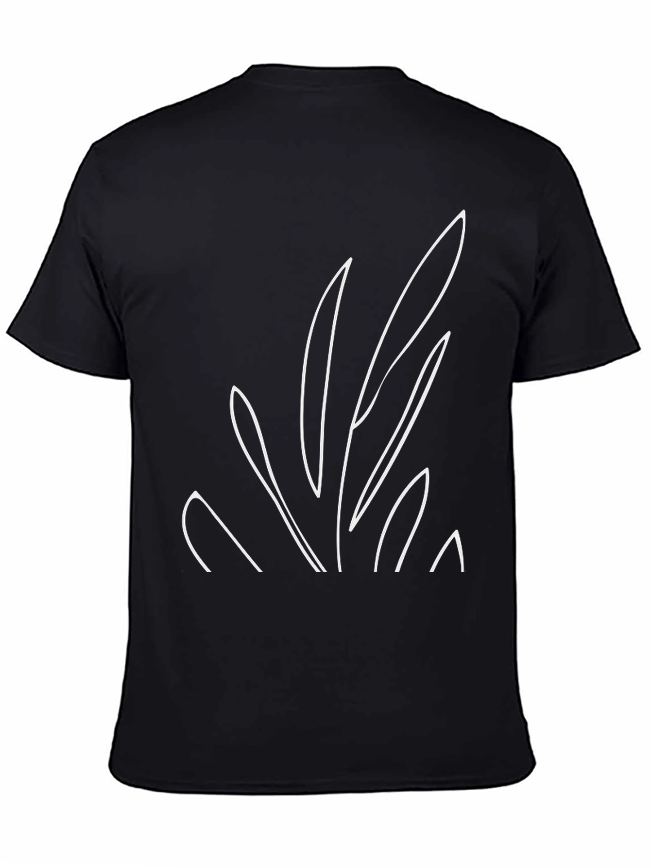 Minimalist Leaf Design Black T-Shirt