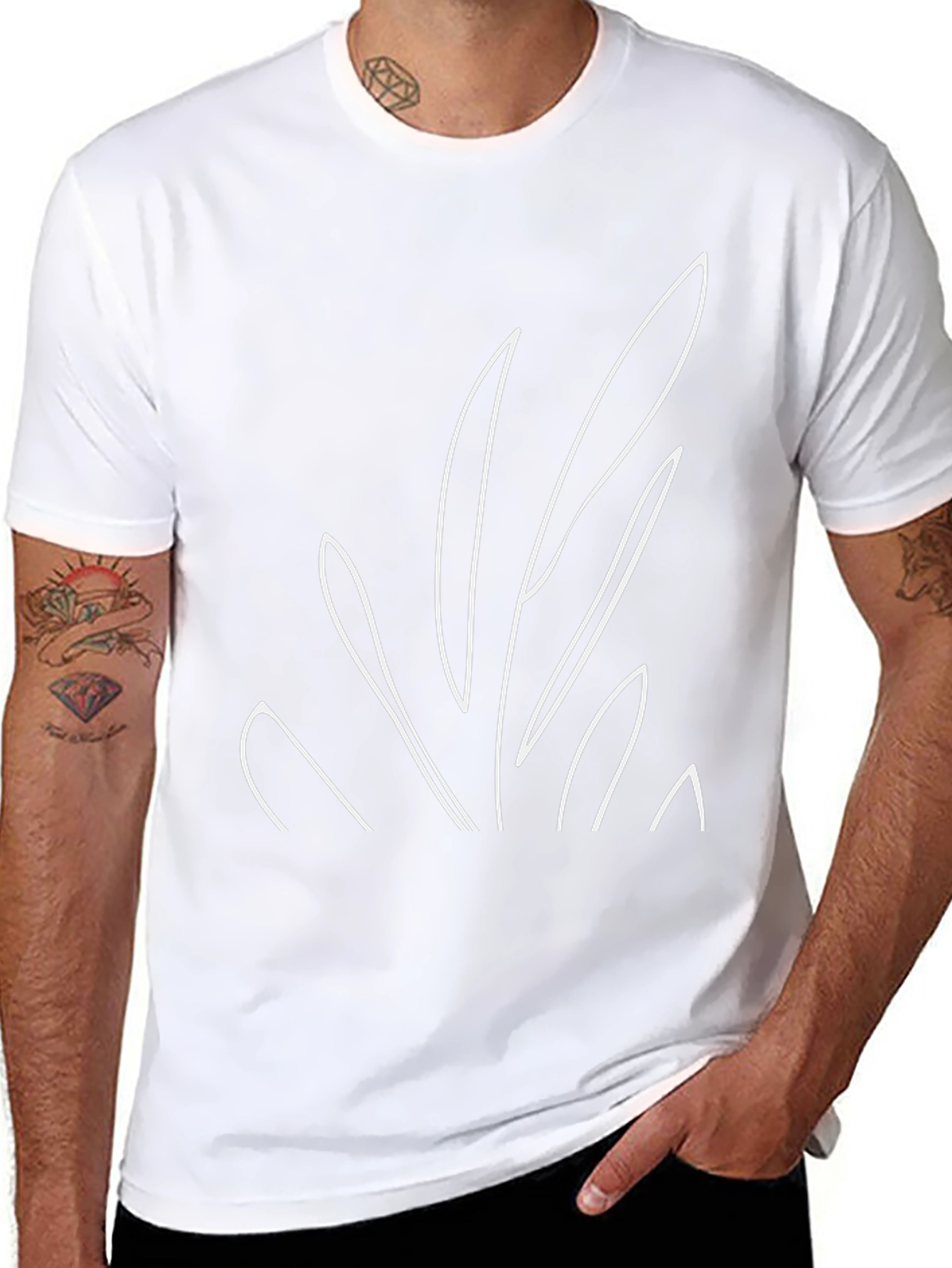 Minimalist Leaf Design Black T-Shirt