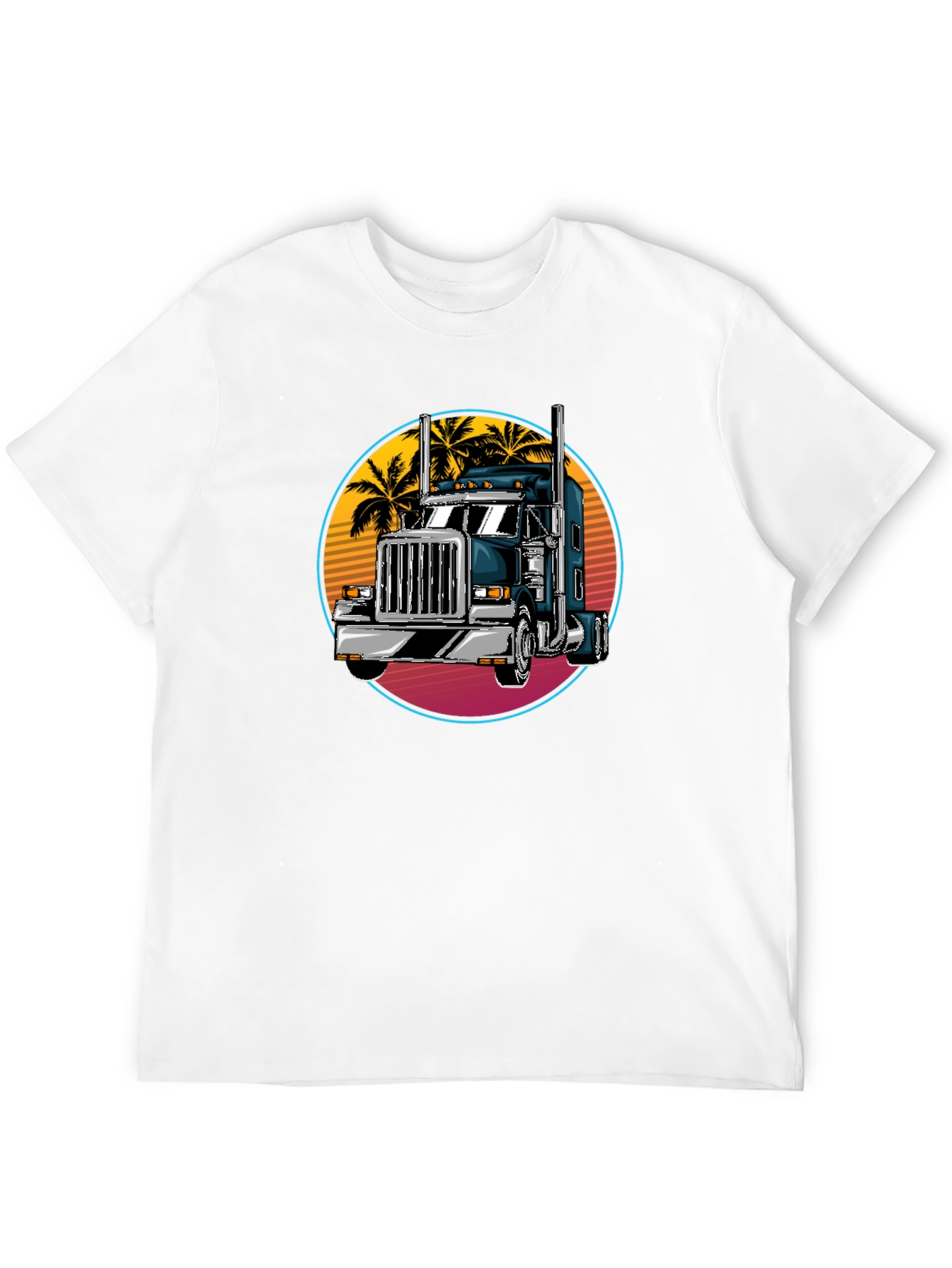 Trucker T-Shirt: Retro Palm Tree Design