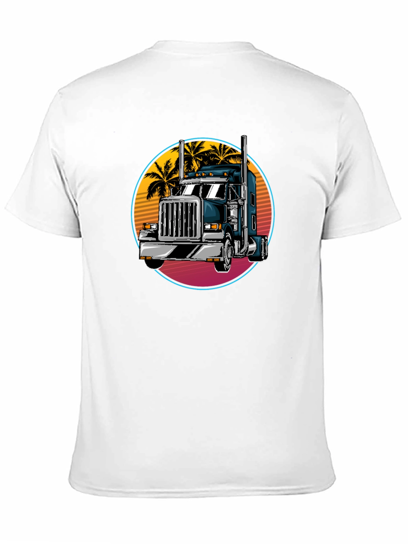 Trucker T-Shirt: Retro Palm Tree Design