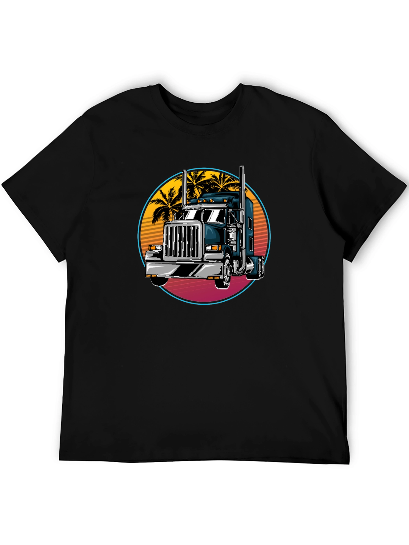 Trucker T-Shirt: Retro Palm Tree Design
