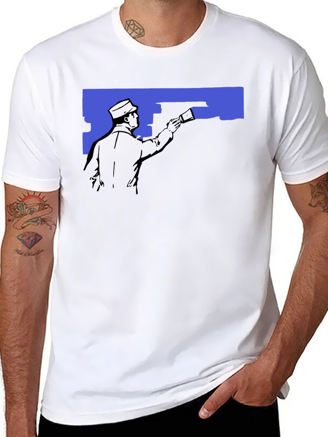 Retro Painter Graphic T-Shirt - Black Crew Neck Tee