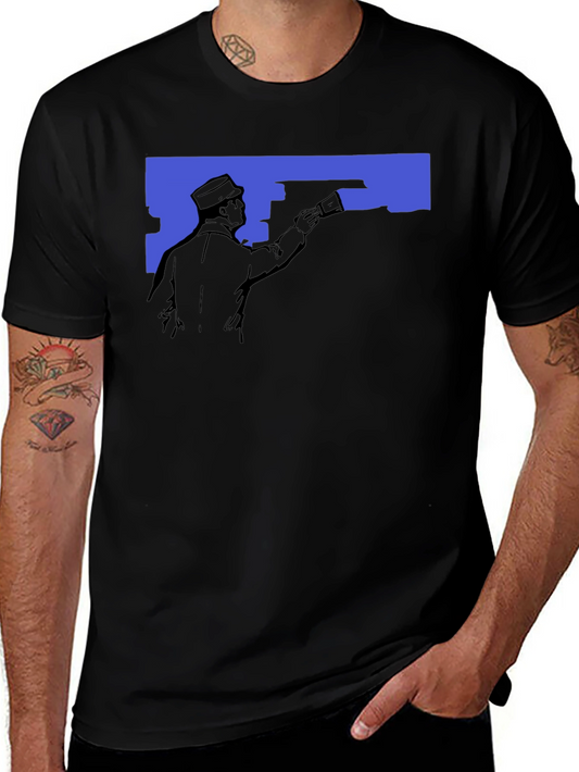 Retro Painter Graphic T-Shirt - Black Crew Neck Tee