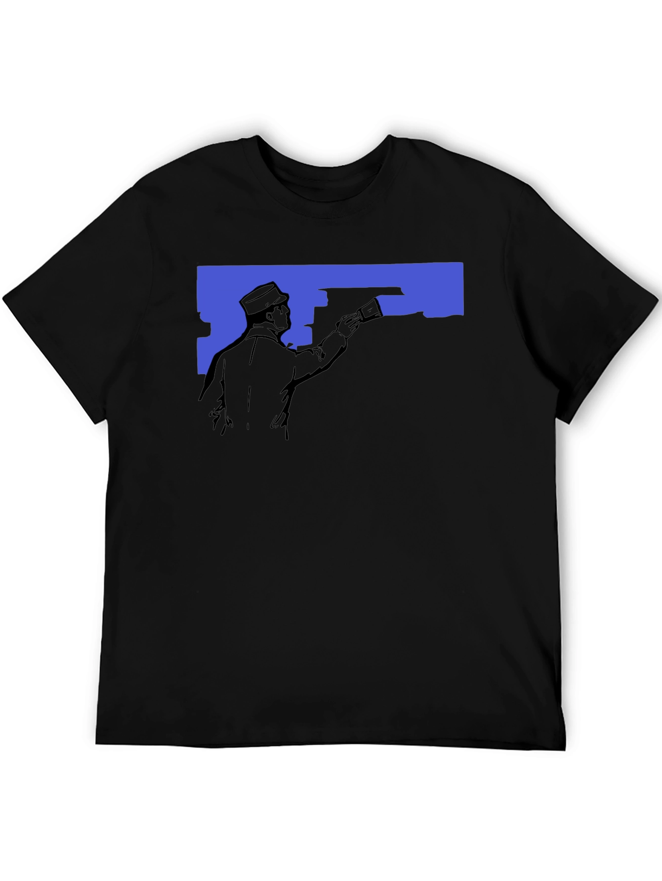 Retro Painter Graphic T-Shirt - Black Crew Neck Tee