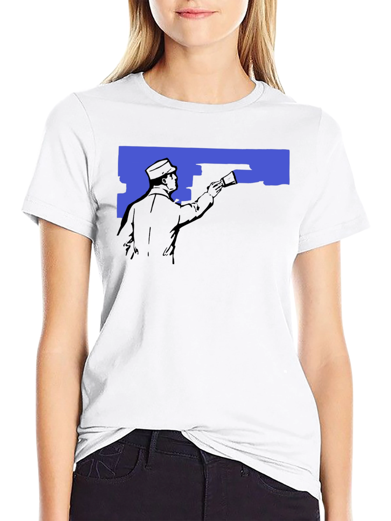 Retro Painter Graphic T-Shirt - Black Crew Neck Tee