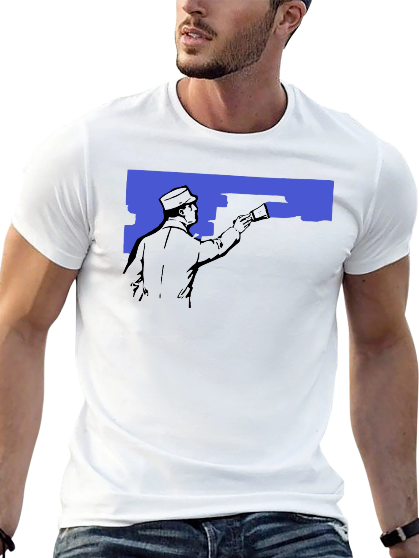 Retro Painter Graphic T-Shirt - Black Crew Neck Tee