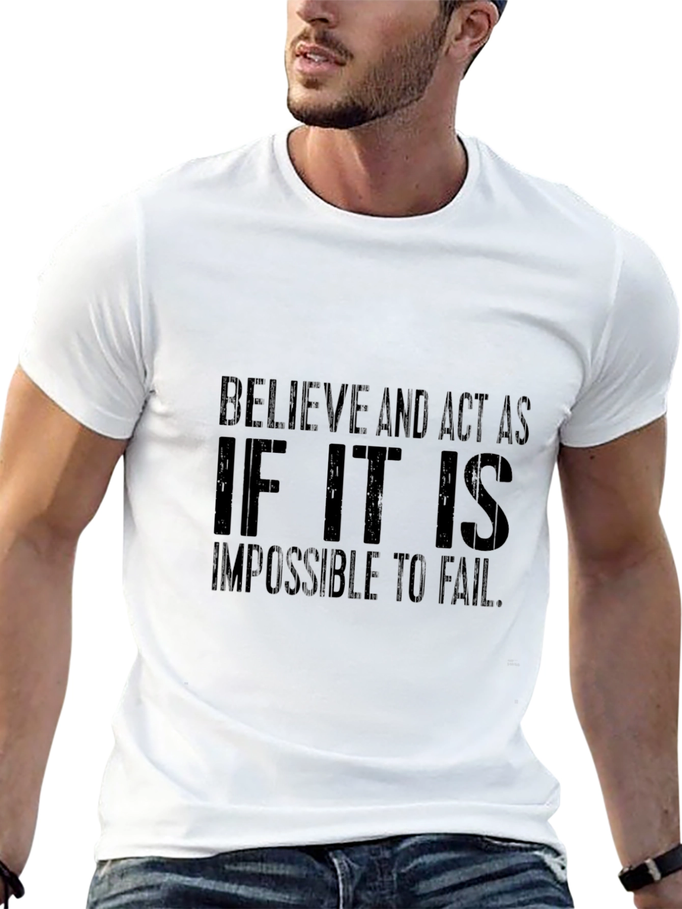 Believe & Act Black T-Shirt - Inspirational Quote