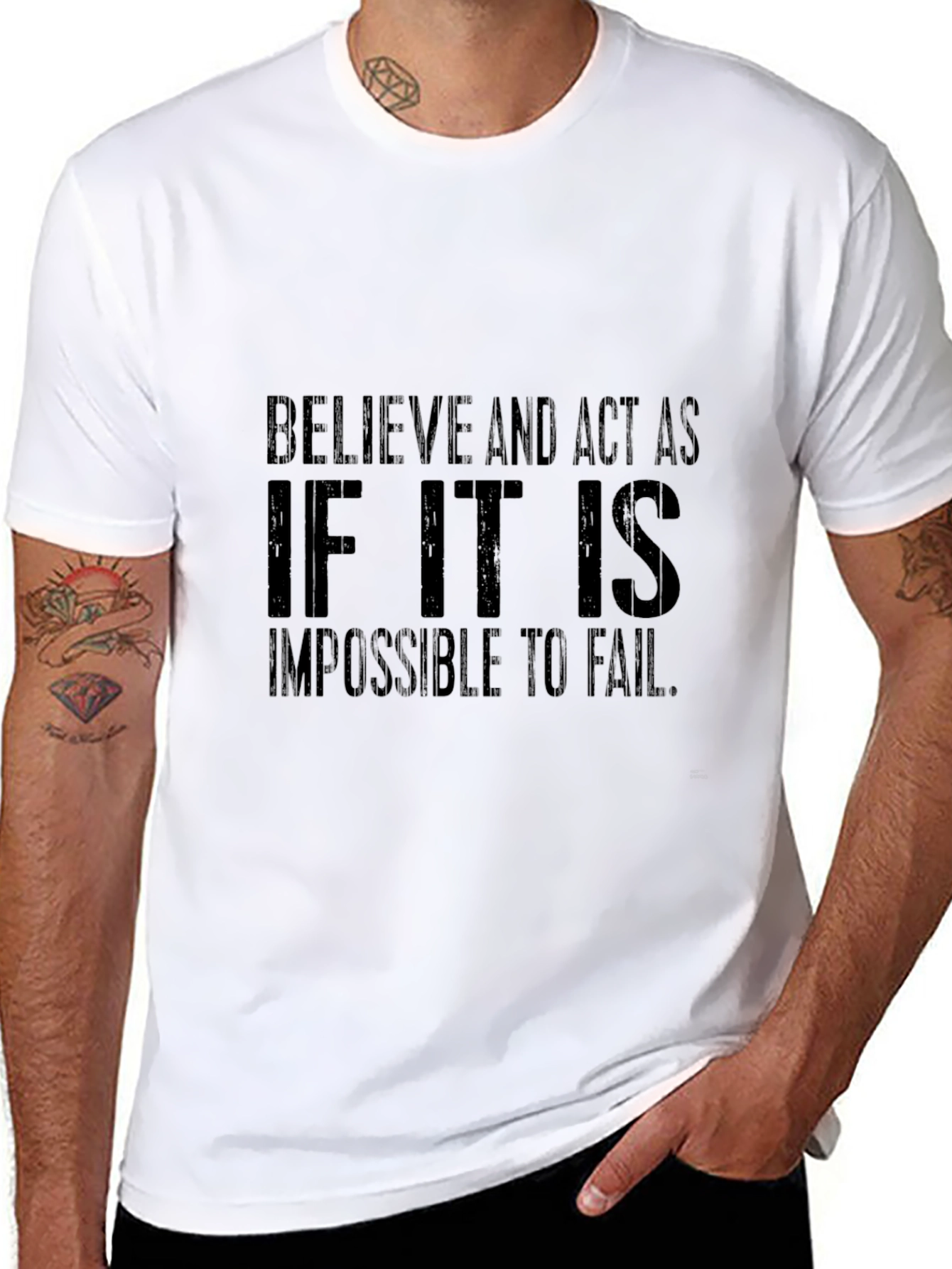 Believe & Act Black T-Shirt - Inspirational Quote