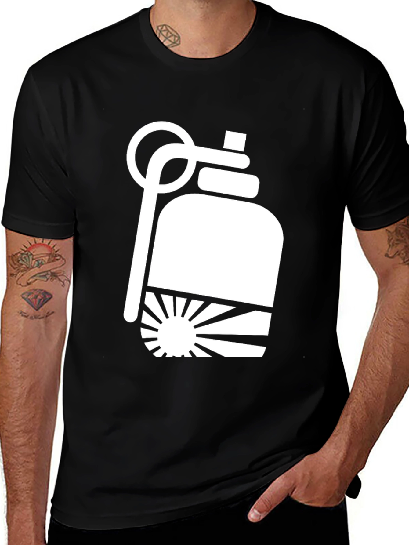 Graphic Grenade Tee - Black Casual T-Shirt