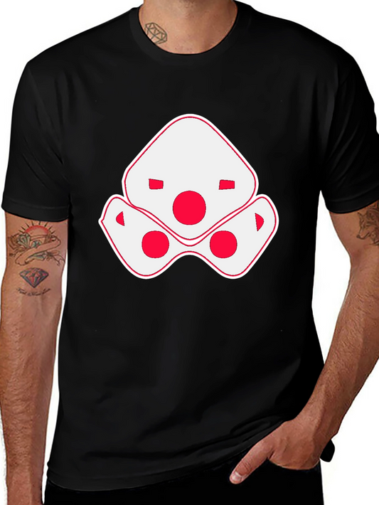 Cool Graphic Tee - Red & White Design on Black