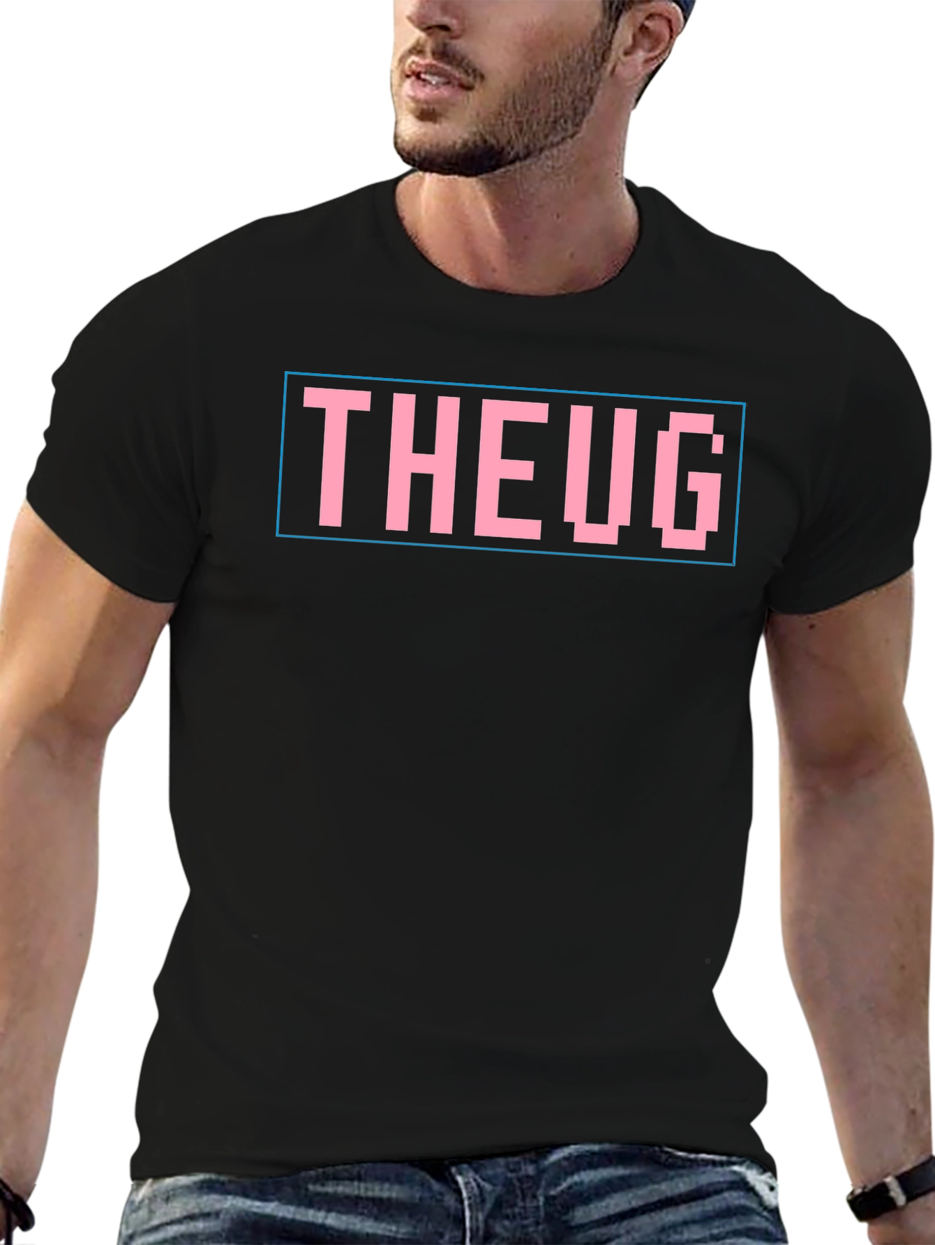 THEUG Pixel Graphic T-Shirt - Black Cotton Blend Tee
