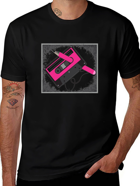 Retro Cassette Tape Graphic Tee - Black