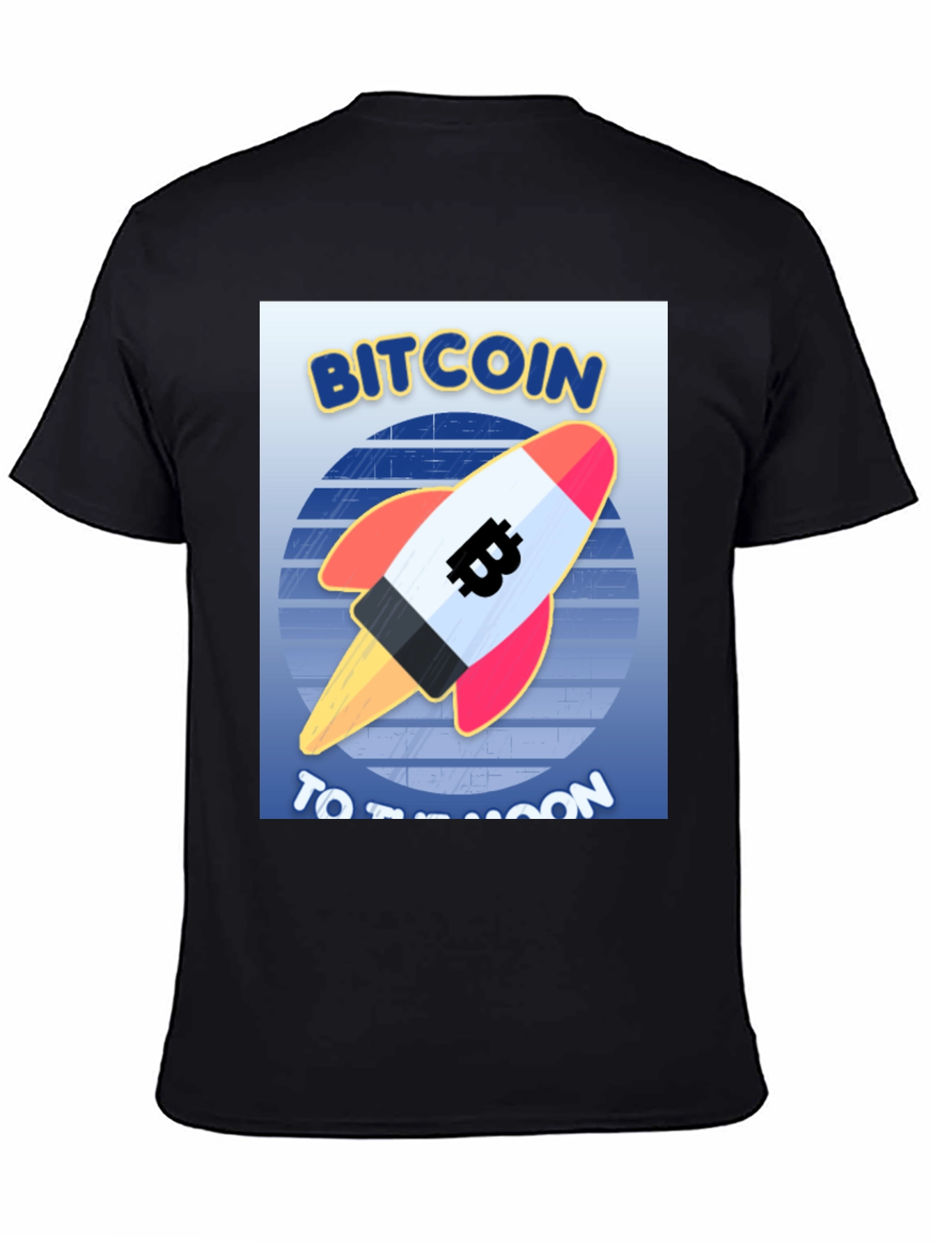 Bitcoin Rocket to the Moon Black T-Shirt