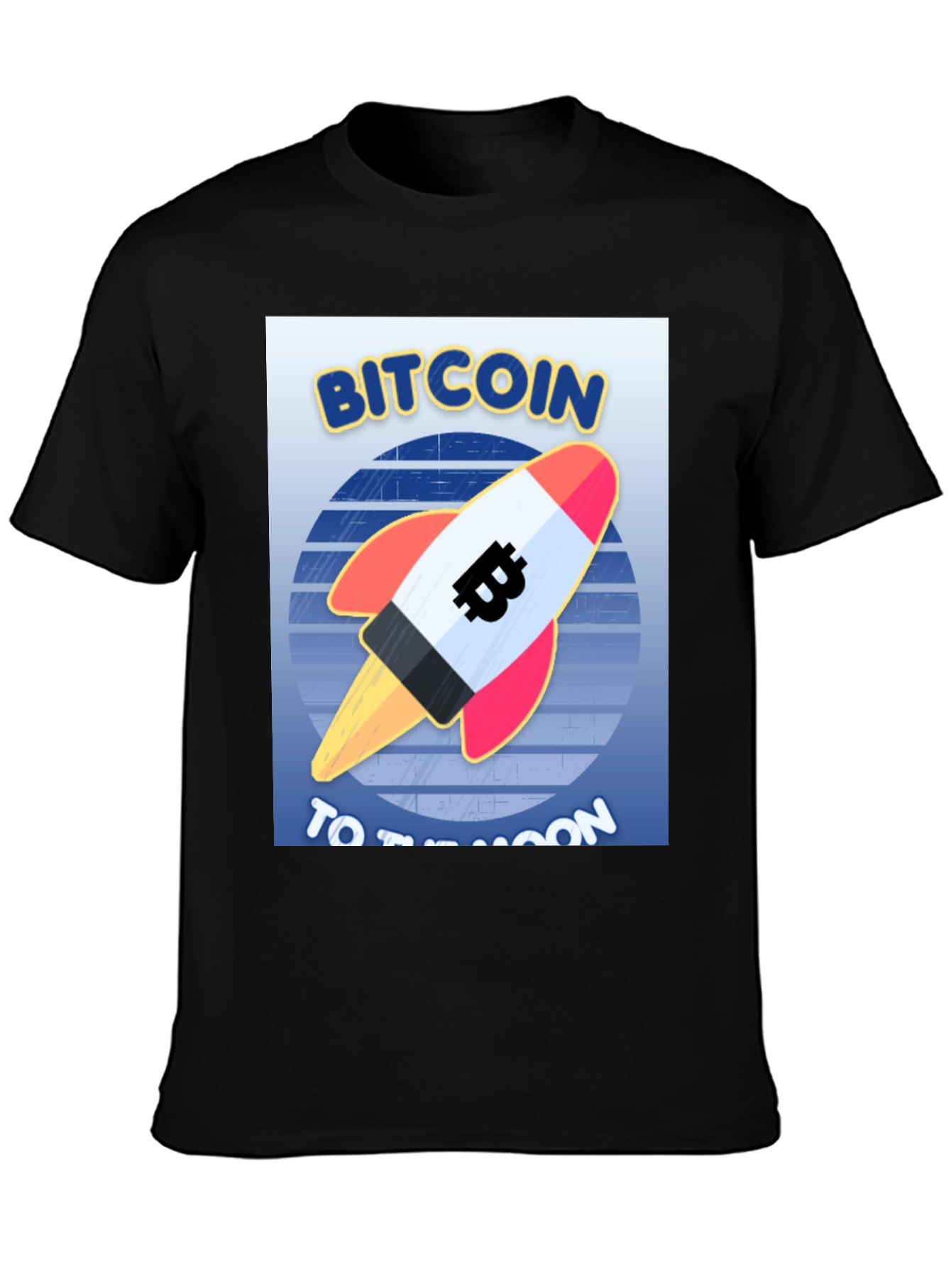 Bitcoin Rocket to the Moon Black T-Shirt