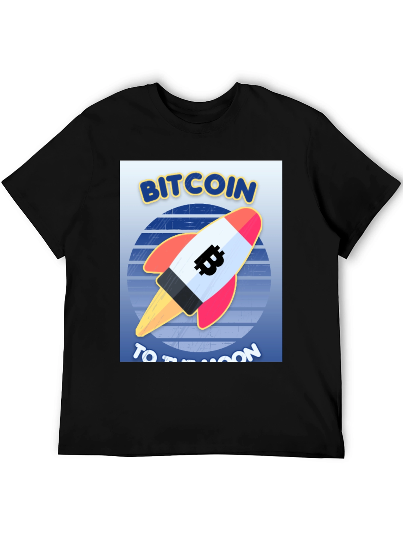 Bitcoin Rocket to the Moon Black T-Shirt
