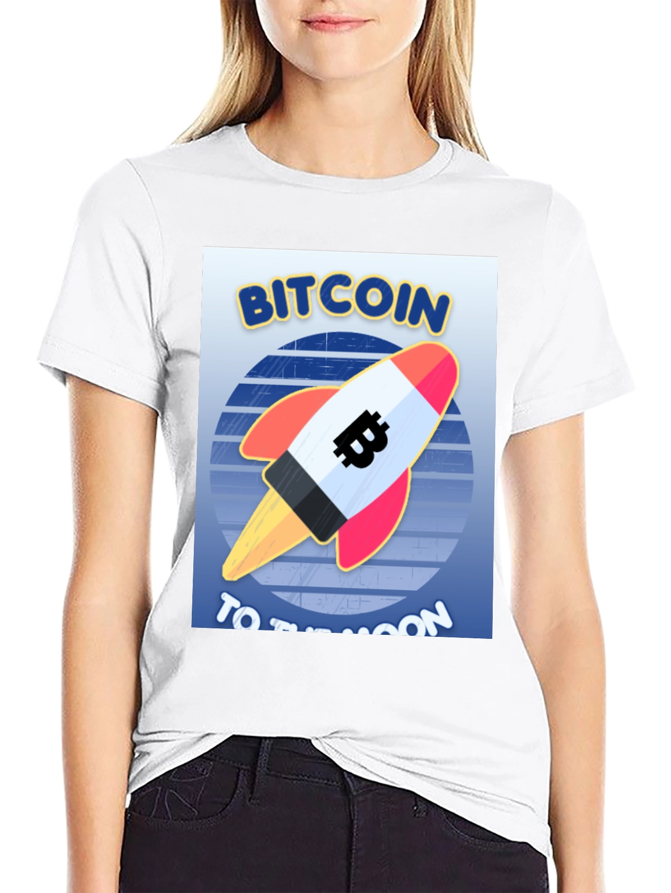 Bitcoin Rocket to the Moon Black T-Shirt