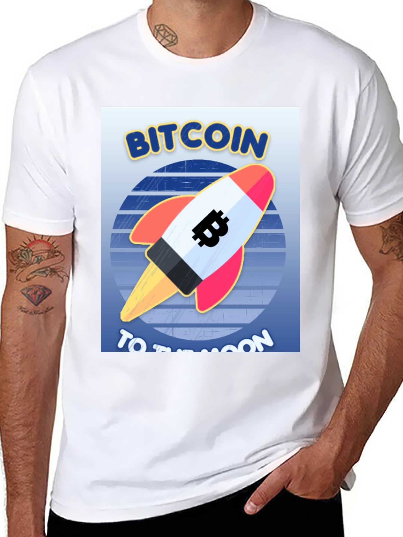 Bitcoin Rocket to the Moon Black T-Shirt