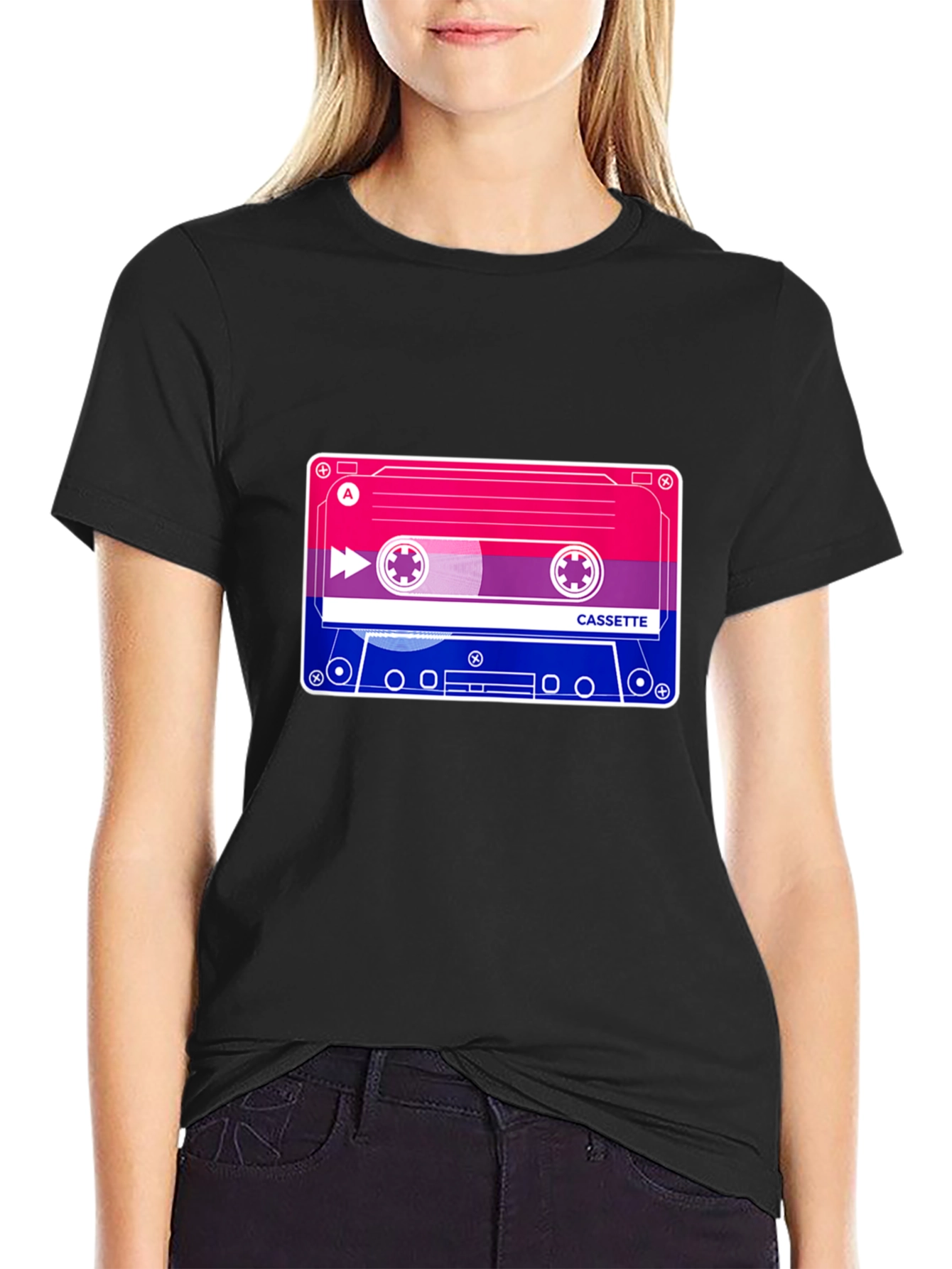 Bisexual Pride Cassette Tape T-Shirt - Black