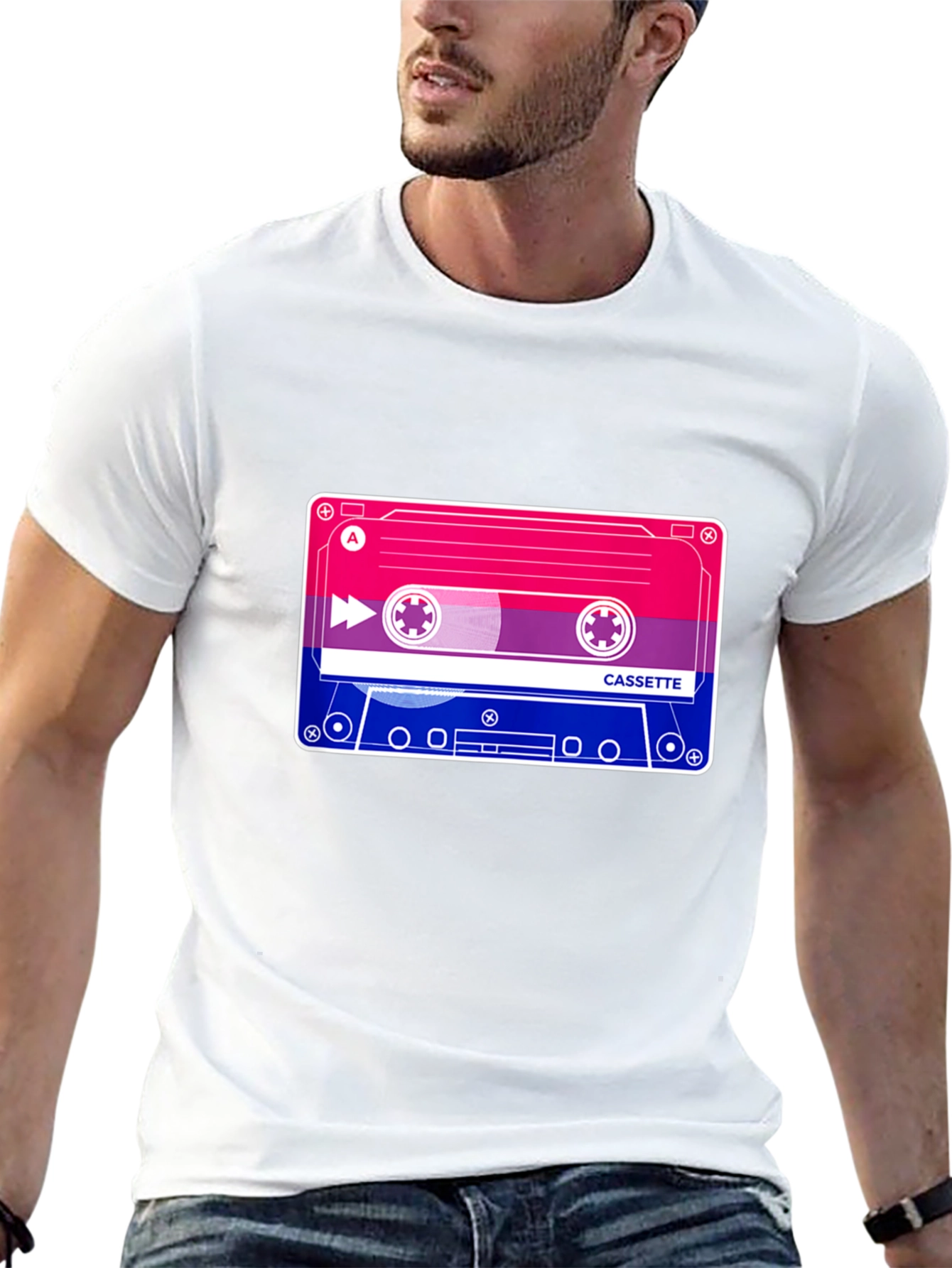 Bisexual Pride Cassette Tape T-Shirt - Black