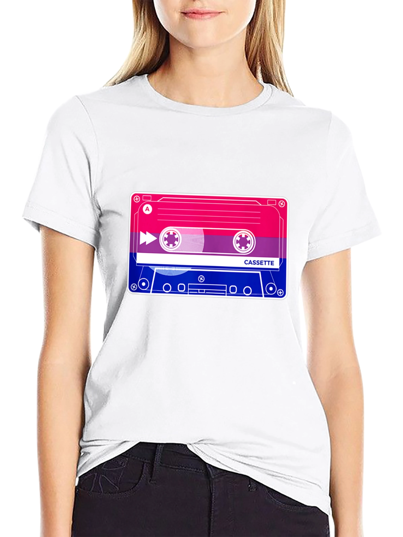 Bisexual Pride Cassette Tape T-Shirt - Black