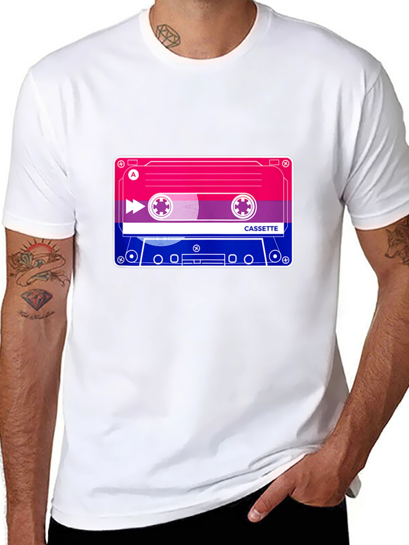 Bisexual Pride Cassette Tape T-Shirt - Black