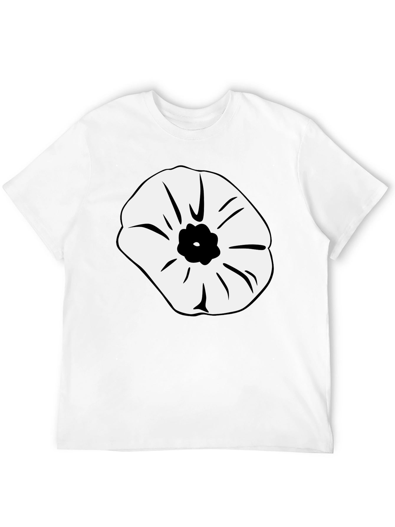Black T-Shirt with Abstract Flower Design