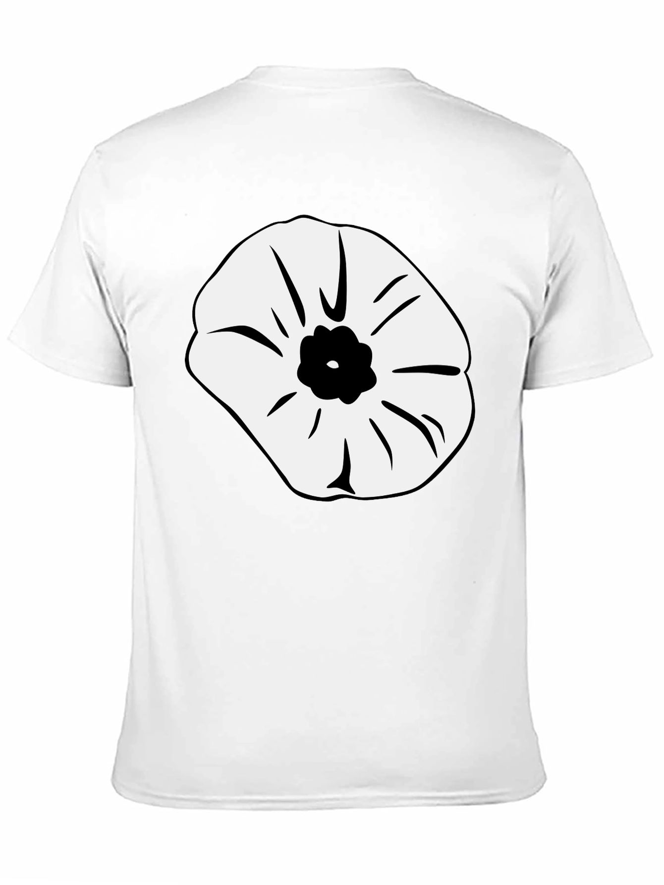 Black T-Shirt with Abstract Flower Design