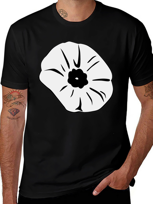 Black T-Shirt with Abstract Flower Design