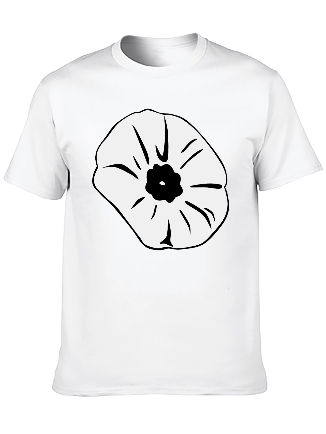 Black T-Shirt with Abstract Flower Design