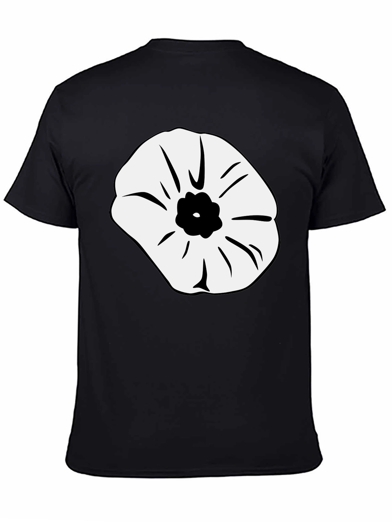 Black T-Shirt with Abstract Flower Design