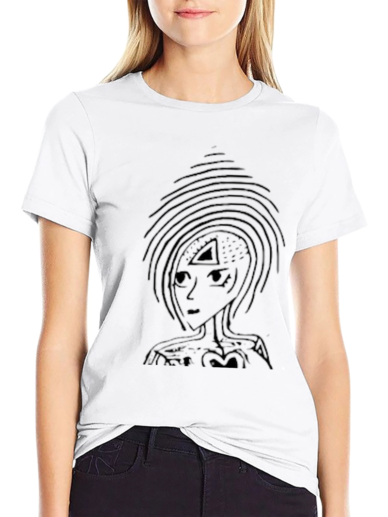 Black T-Shirt with Abstract Triangle Art Print