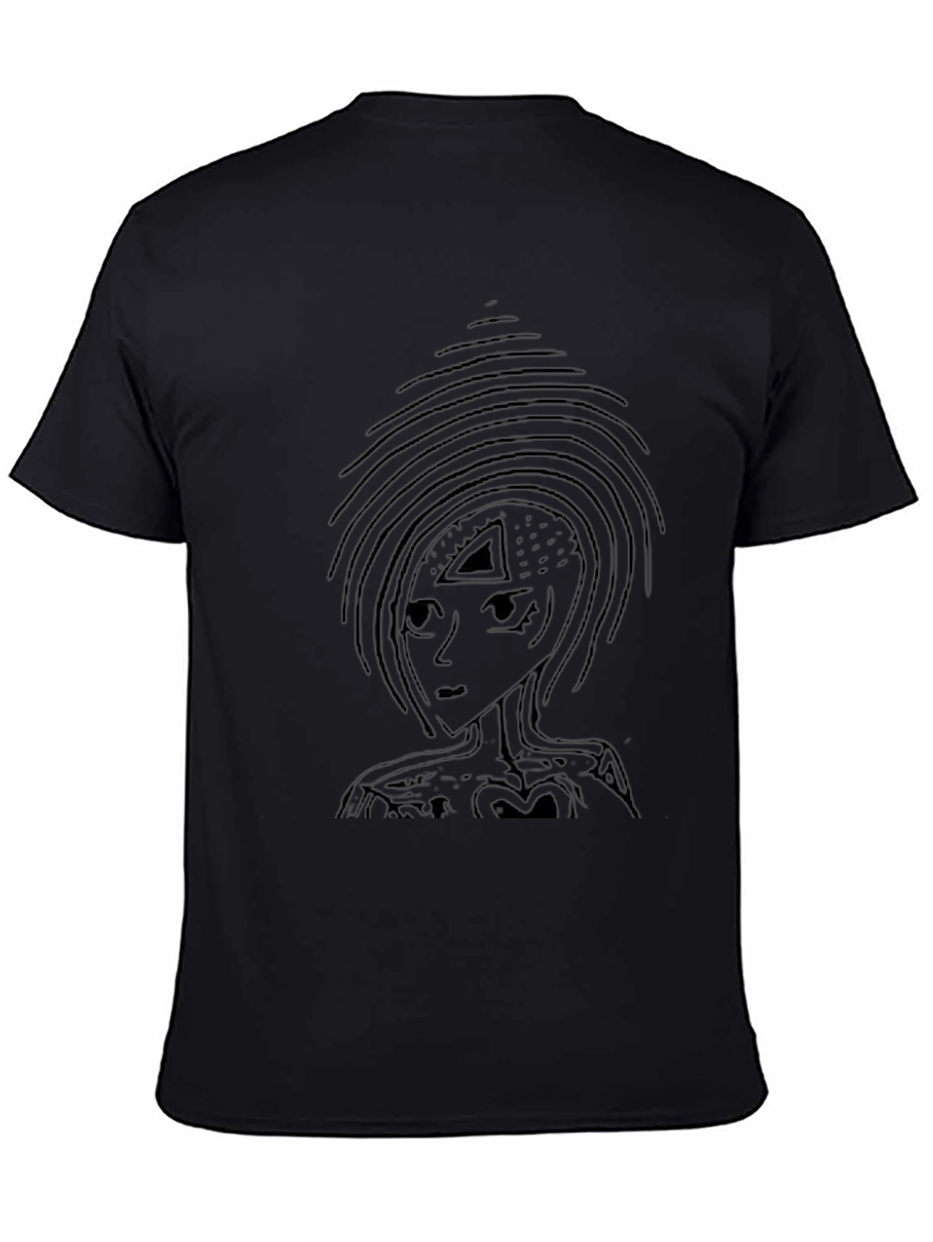 Black T-Shirt with Abstract Triangle Art Print