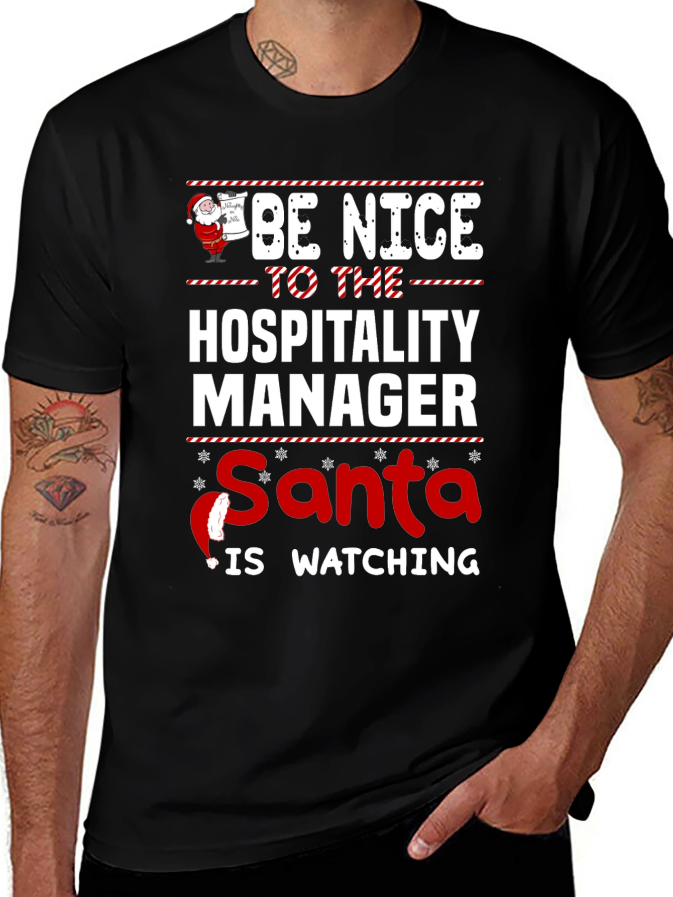 Hospitality Manager Santa Watching T-Shirt
