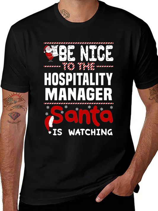 Hospitality Manager Santa Watching T-Shirt